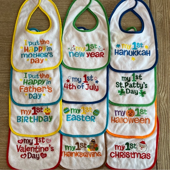 Other - Set of 12 “My First” Bib set baby’s first year